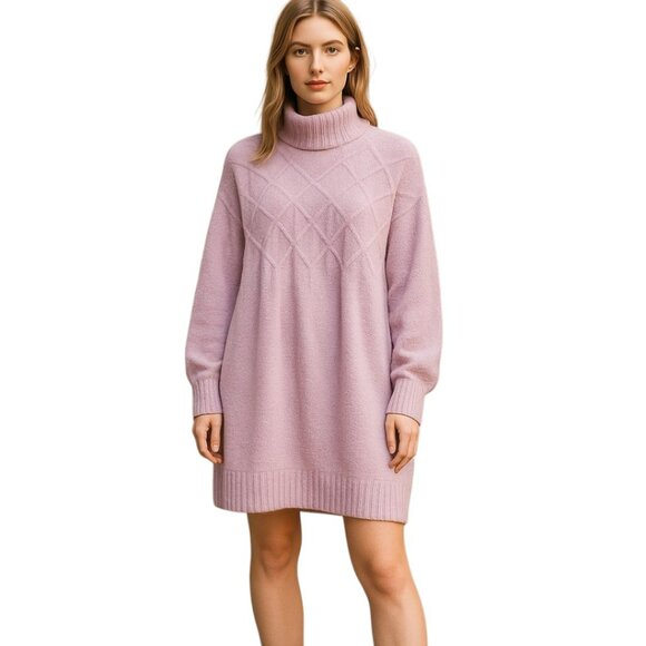 Free People Lavender Diamond Knit Sweater Dress | Size S | NWT Oversized Fit - Picture 1 of 8
